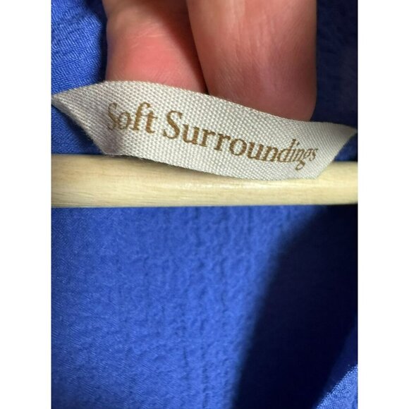 Soft Surroundings Island Time Tunic Top Size Small Blue Crinkle Ruffle Neck - Picture 4 of 11